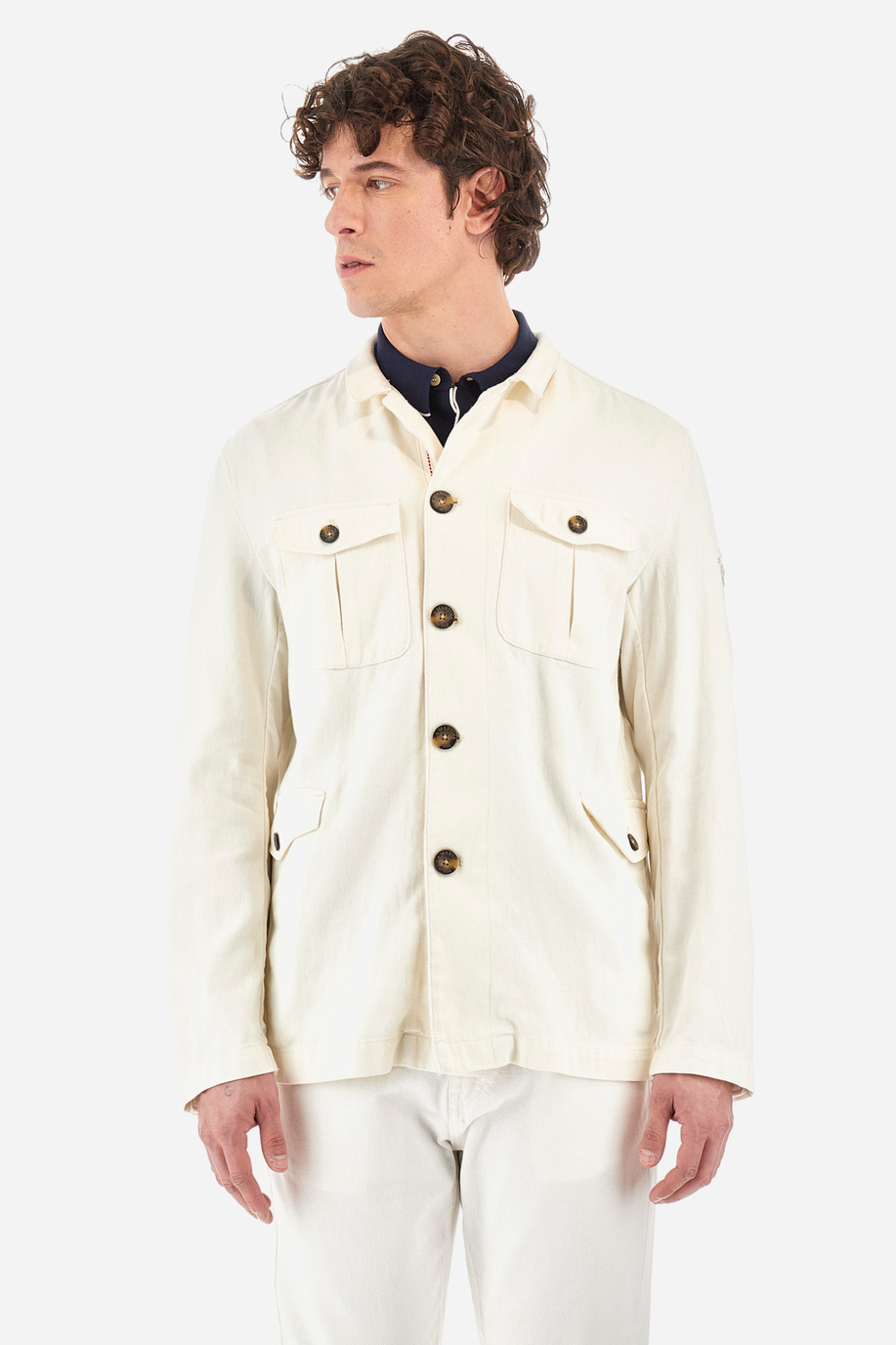 Regular-fit jacket in cotton and linen - Yuthakon - Outerwear | La Martina - Official Online Shop