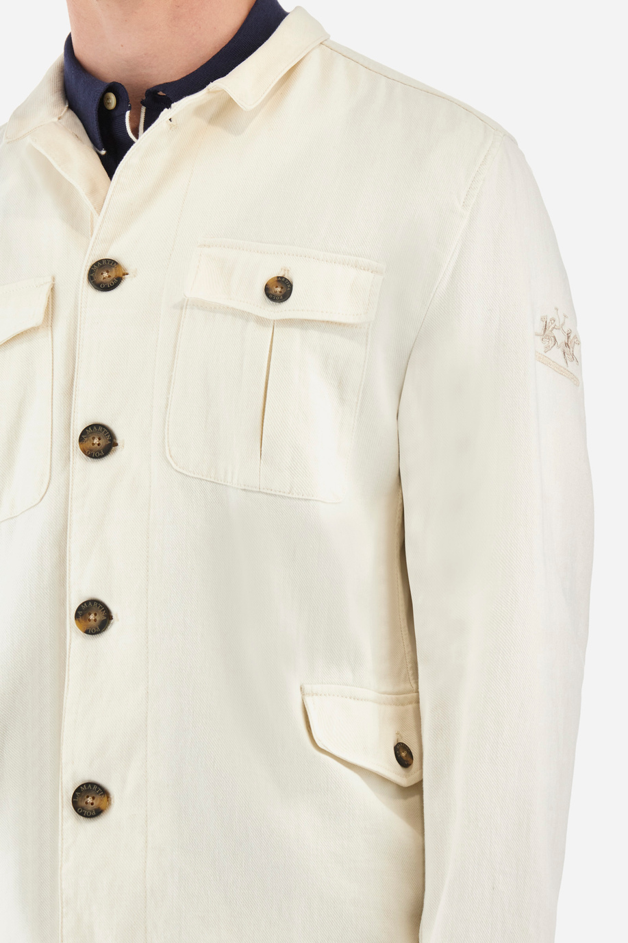 Regular-fit jacket in cotton and linen - Yuthakon - Men | La Martina - Official Online Shop
