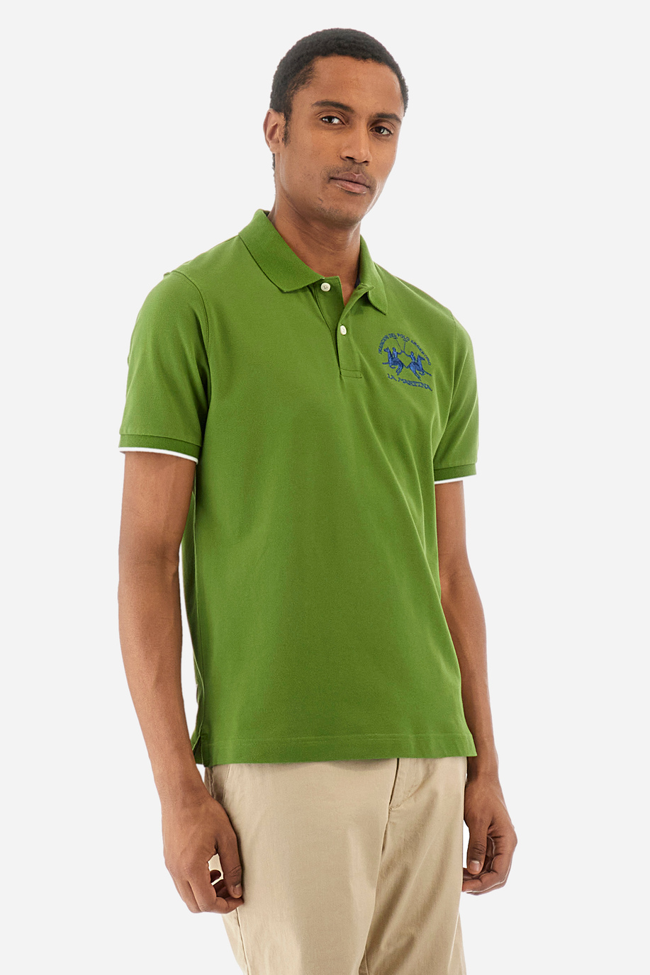 Men’s regular fit stretch cotton polo shirt - Miguel - Short Sleeve | La Martina - Official Online Shop