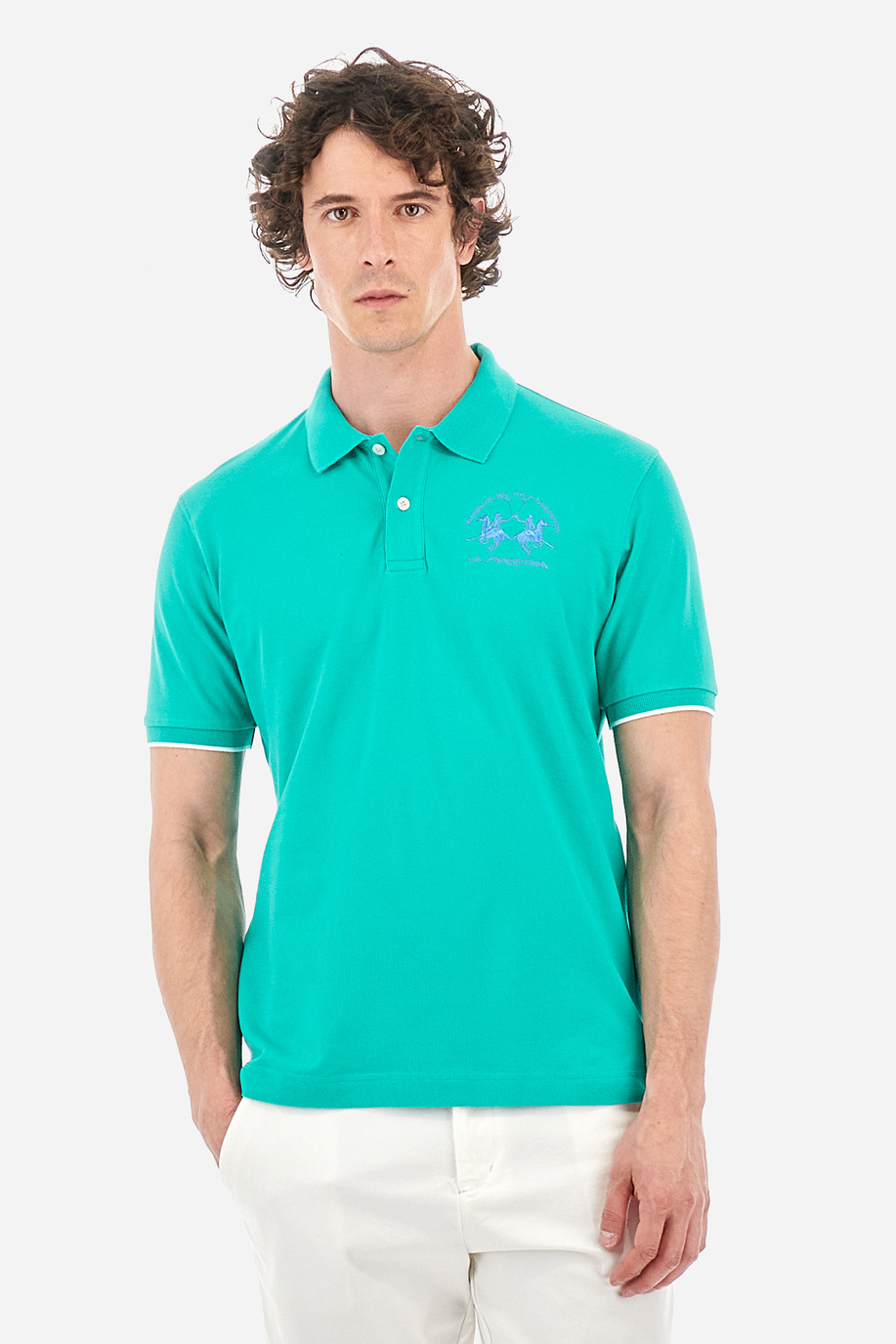 Men’s regular fit stretch cotton polo shirt - Miguel - Men | La Martina - Official Online Shop