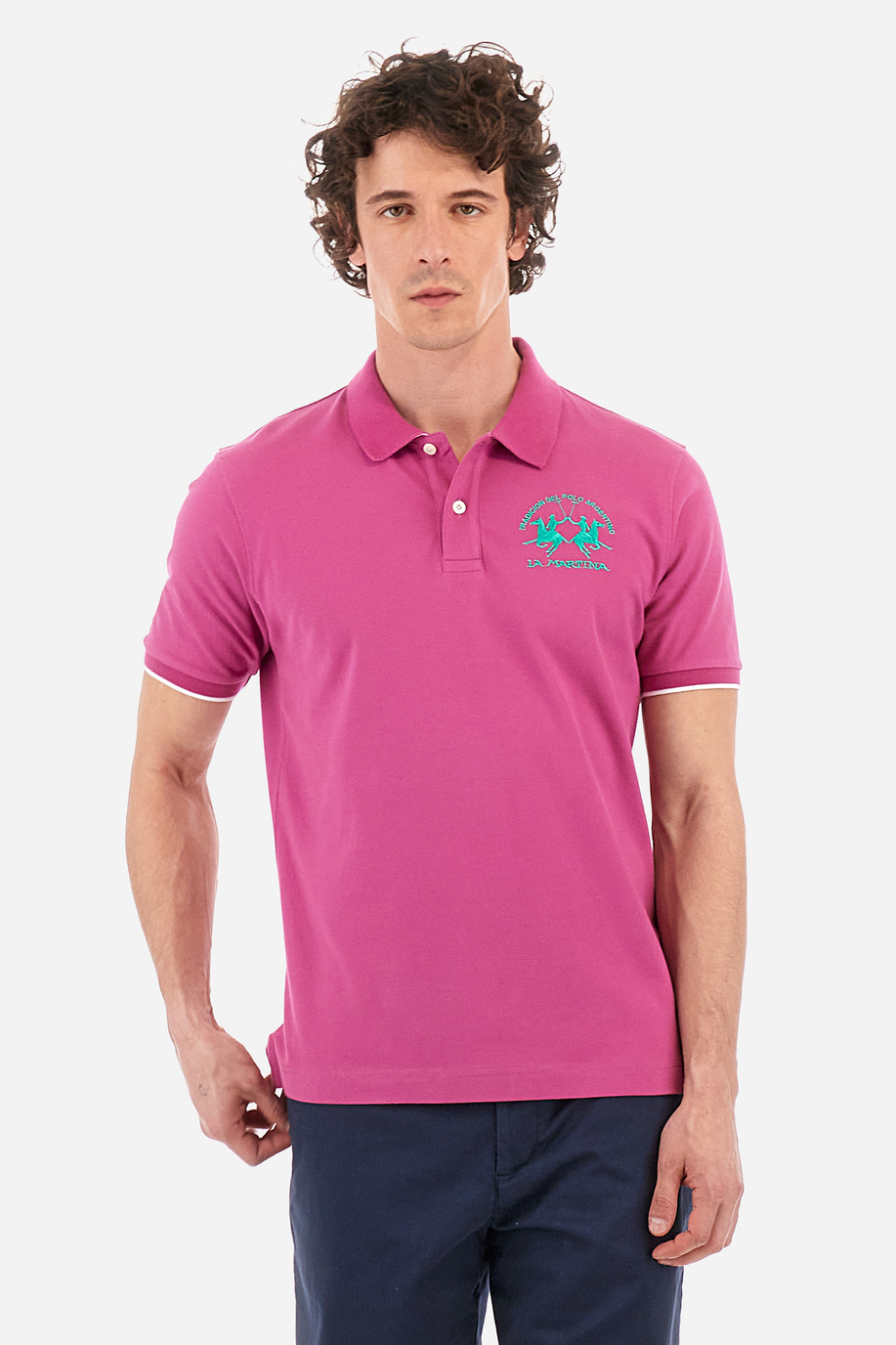 Men’s regular fit stretch cotton polo shirt - Miguel - Short Sleeve | La Martina - Official Online Shop