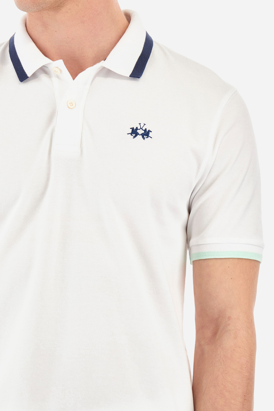 Slim-fit polo shirt in elasticated cotton - Russell - Spring looks for him | La Martina - Official Online Shop