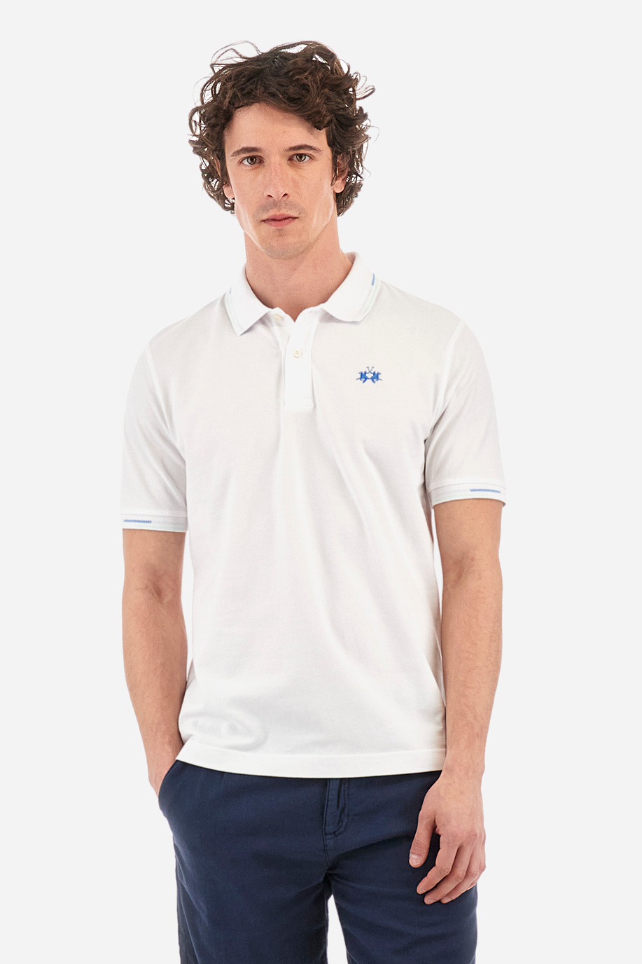 Regular-fit polo shirt in elasticated cotton - Valene - Men | La Martina - Official Online Shop