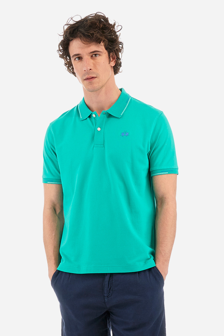Regular-fit polo shirt in elasticated cotton - Valene - Men | La Martina - Official Online Shop