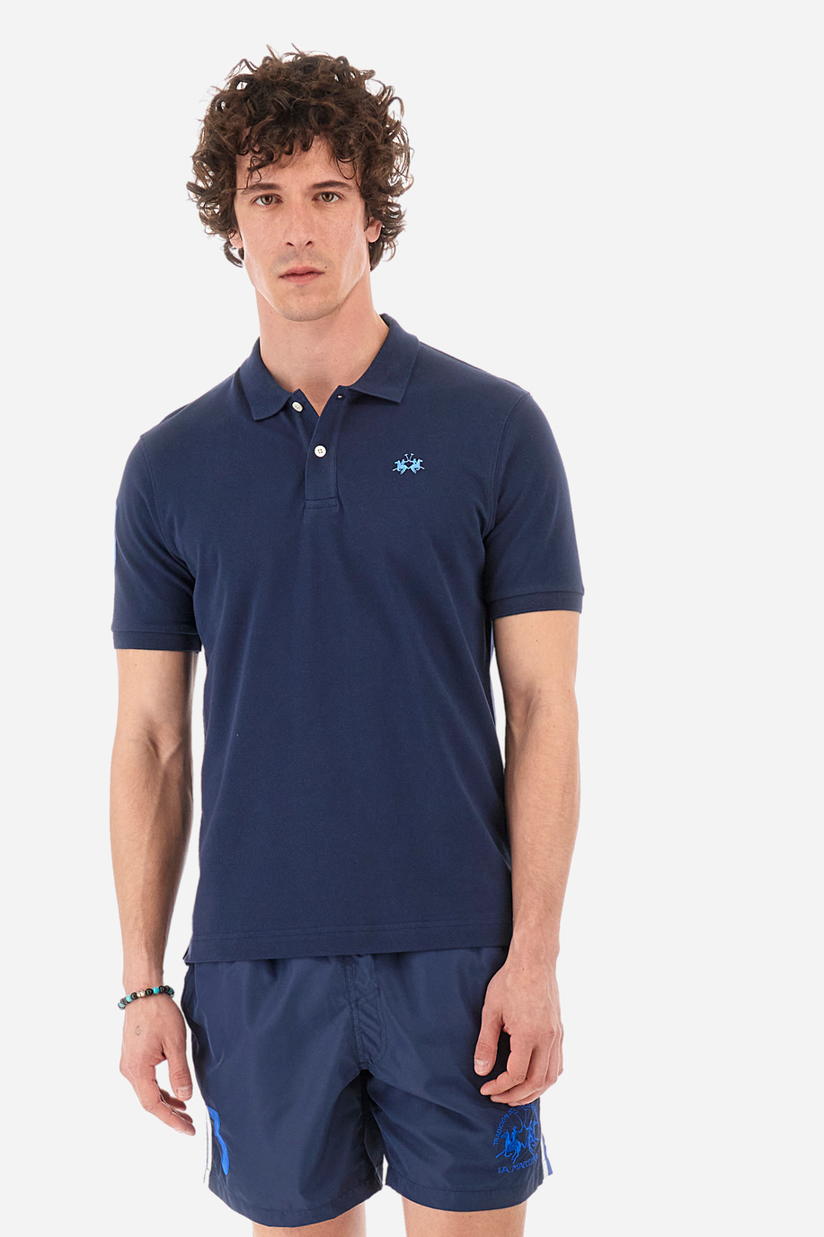 Regular-fit polo shirt in elasticated cotton - Ray - XLarge sizes | La Martina - Official Online Shop