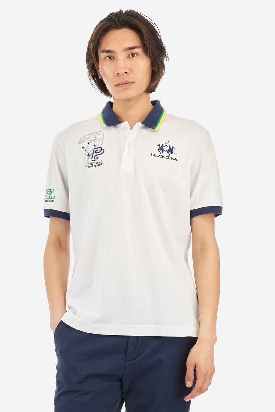 Regular-fit polo shirt in elasticated cotton - Youri - Best Seller | La Martina - Official Online Shop