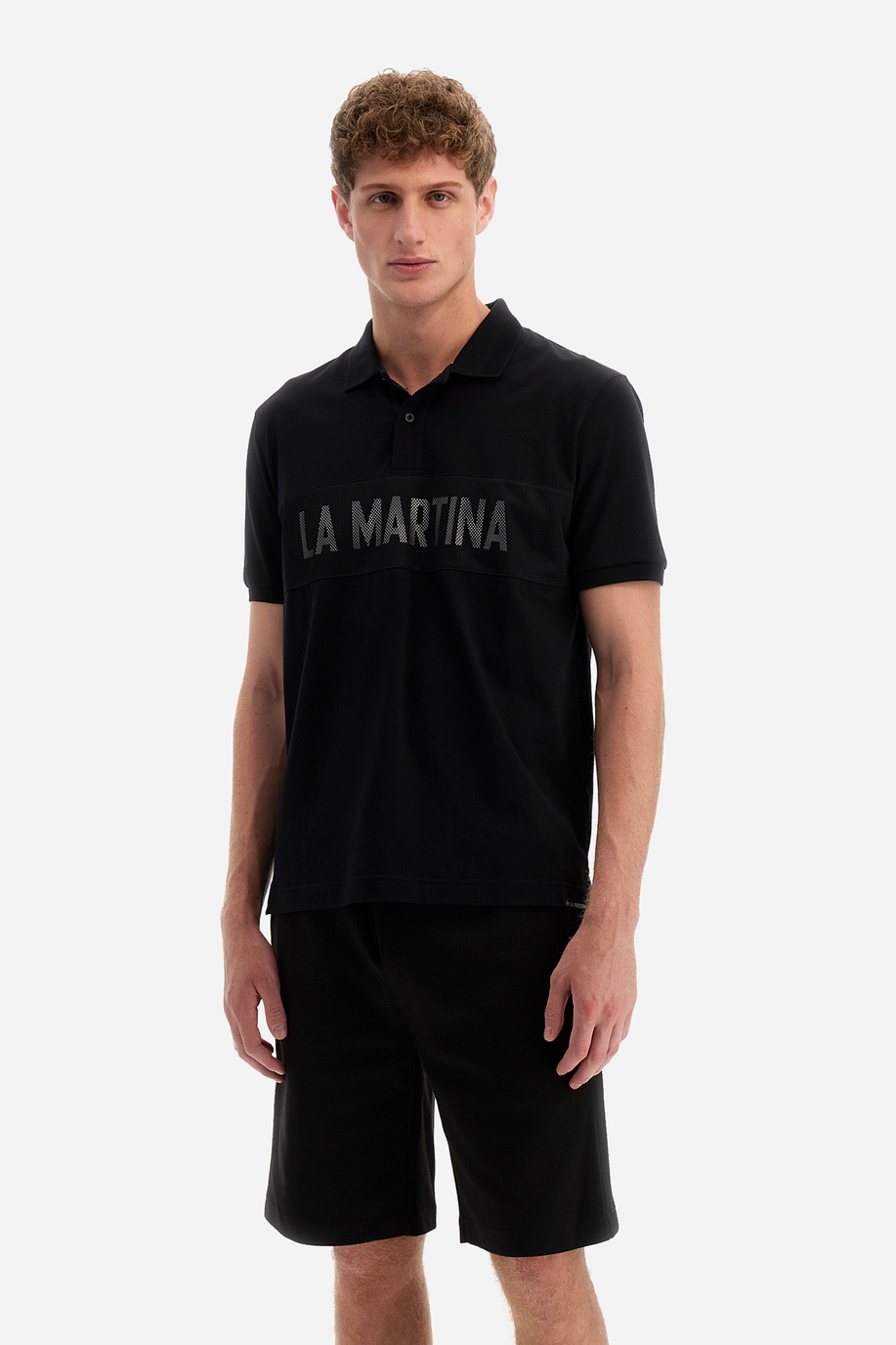 Regular-fit polo shirt in elasticated cotton - Yodrak - Polo Shirts | La Martina - Official Online Shop