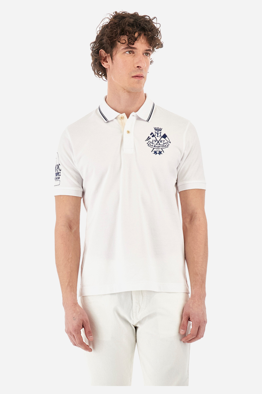 Regular-fit polo shirt in elasticated cotton - Yoshihiko - Polo Shirts | La Martina - Official Online Shop