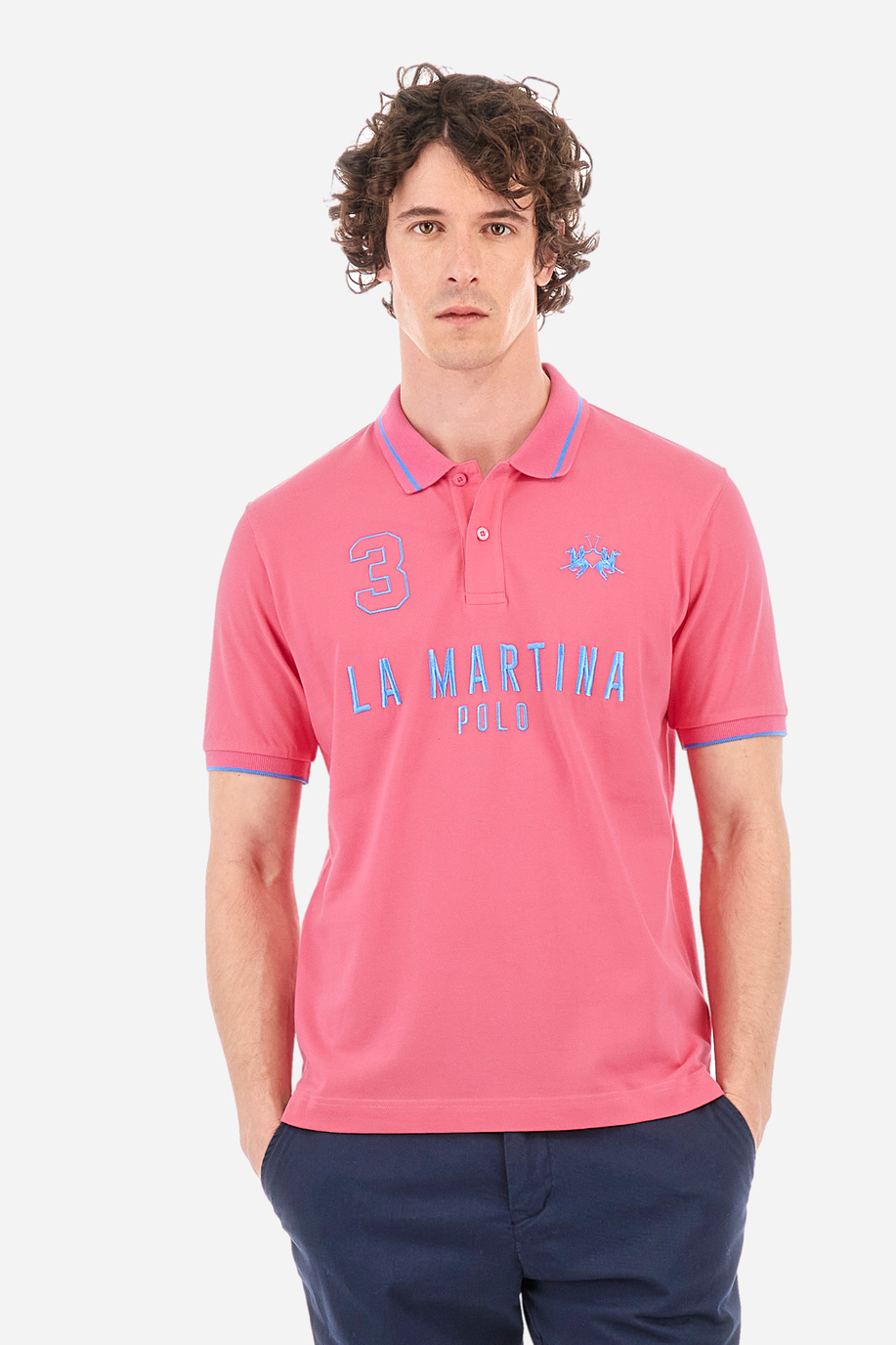 Regular-fit polo shirt in elasticated cotton - Yeshayahu - XLarge sizes | La Martina - Official Online Shop