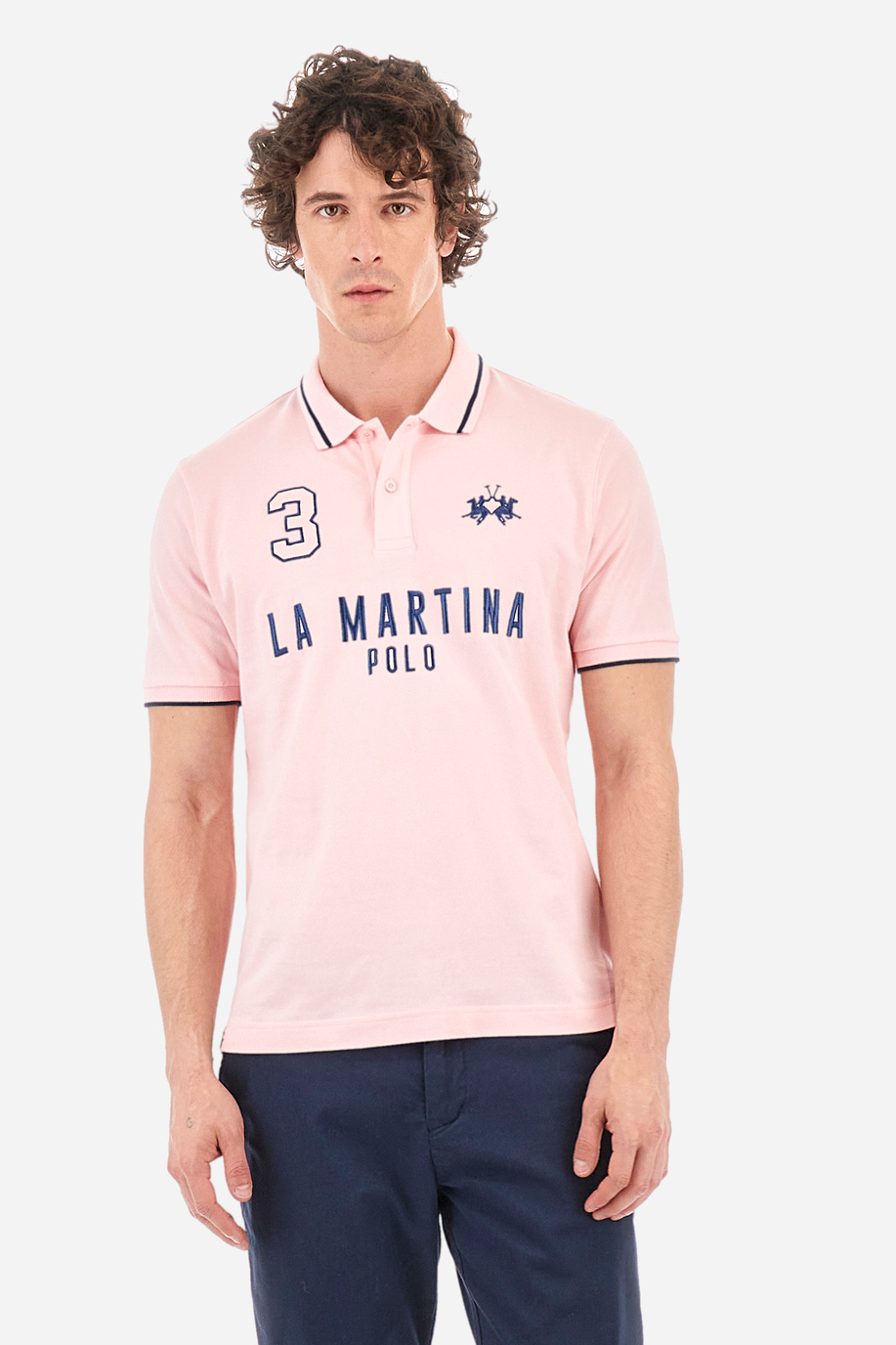 Regular-fit polo shirt in elasticated cotton - Yeshayahu - XLarge sizes | La Martina - Official Online Shop