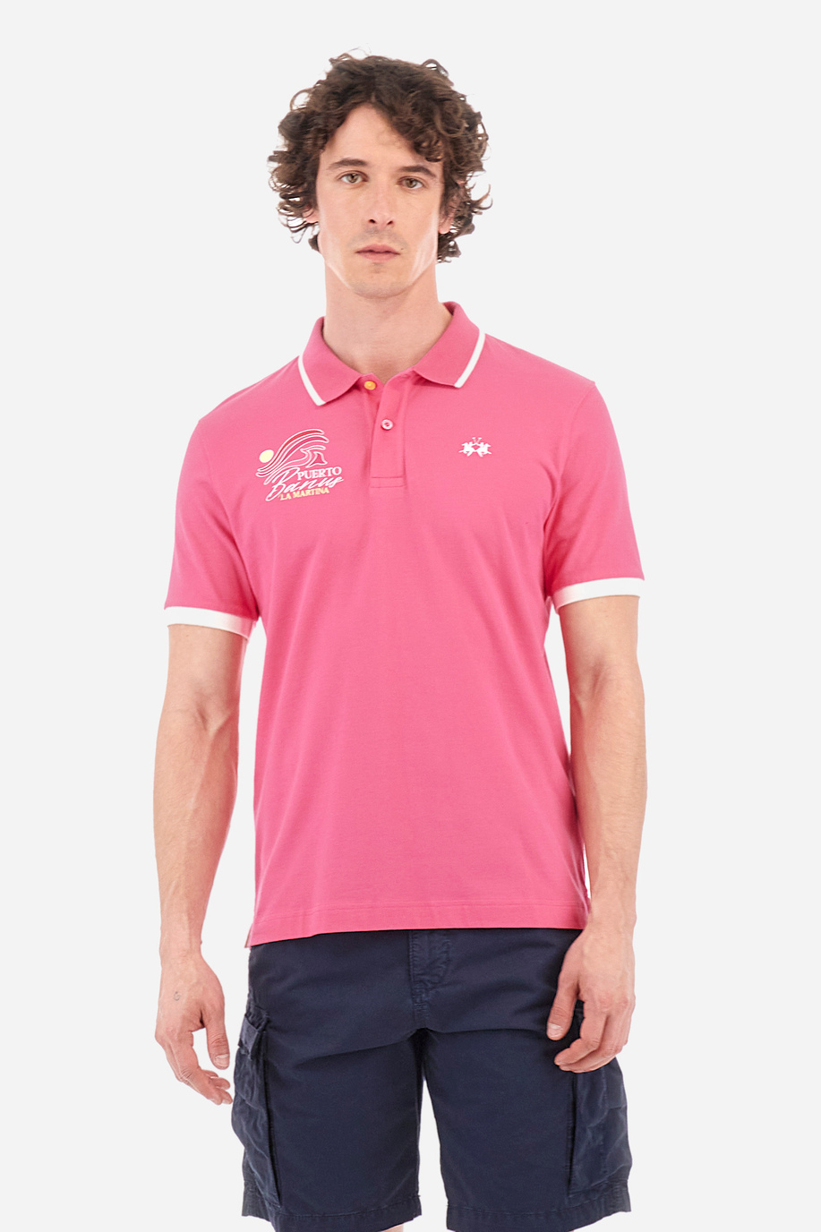 Regular-fit polo shirt in elasticated cotton - Yarden - Polo Shirts | La Martina - Official Online Shop