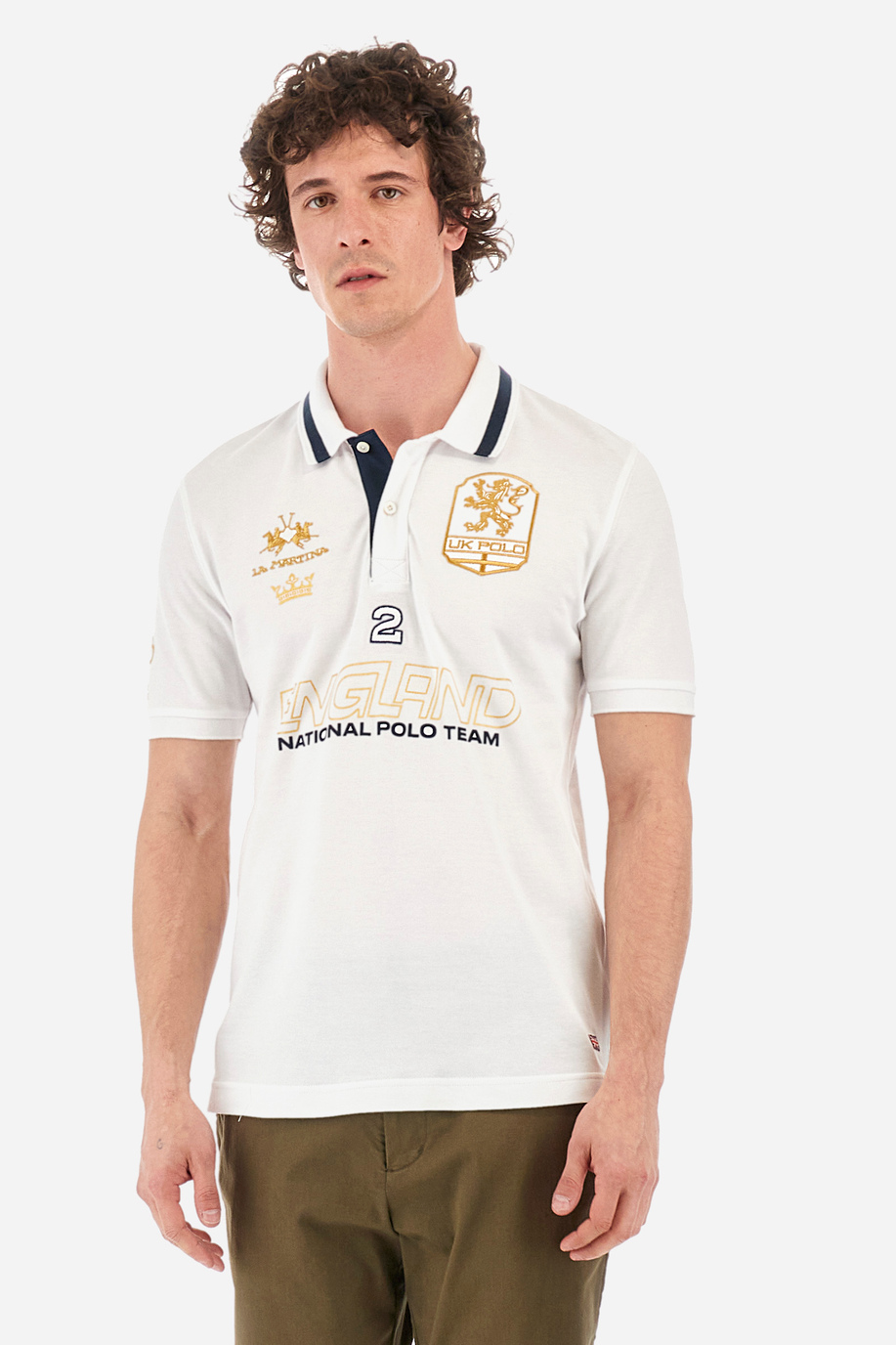 Regular-fit polo shirt in elasticated cotton - Yitzhak - Polo Shirts | La Martina - Official Online Shop