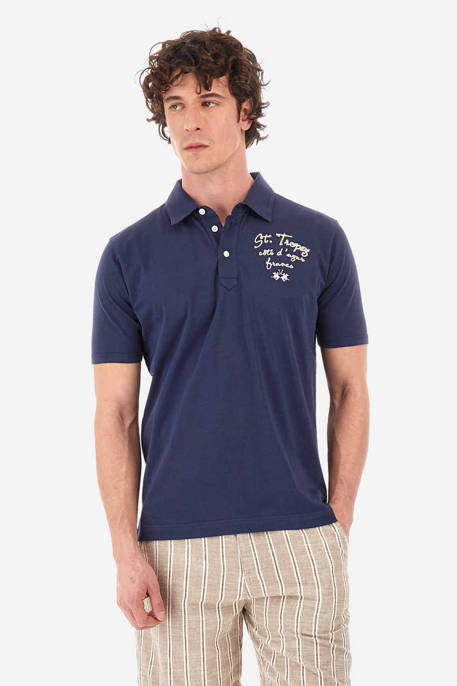 Regular-fit polo shirt in cotton - Yuze - Polo Shirts | La Martina - Official Online Shop