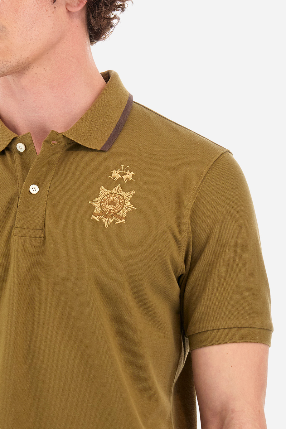Regular-fit polo shirt in elasticated cotton - Yoel - Polo Shirts | La Martina - Official Online Shop