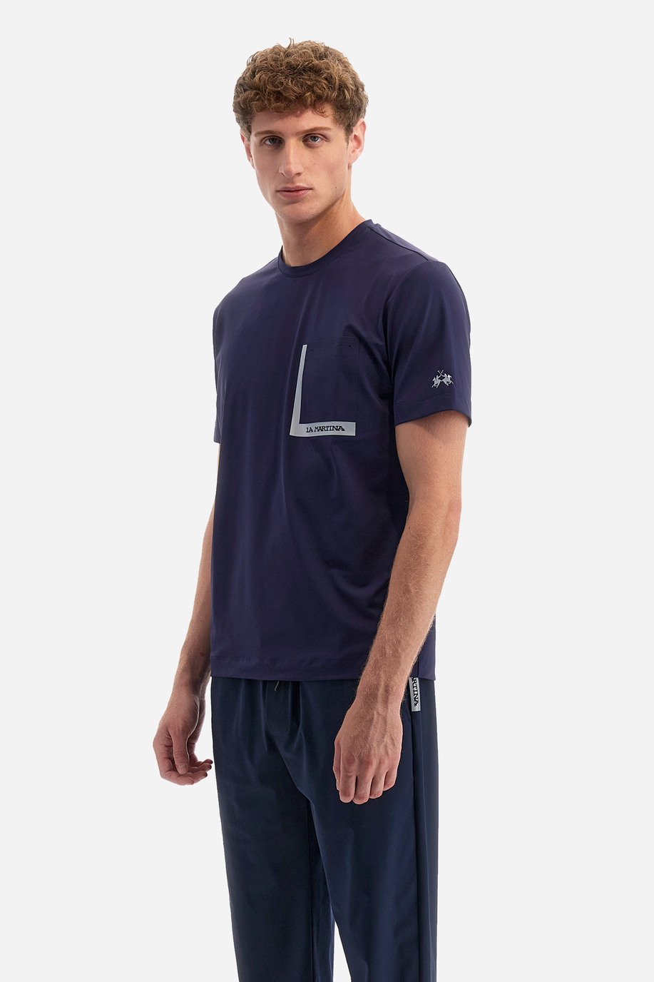 Regular-fit T-shirt in synthetic fabric - Ynyr - T-Shirts | La Martina - Official Online Shop