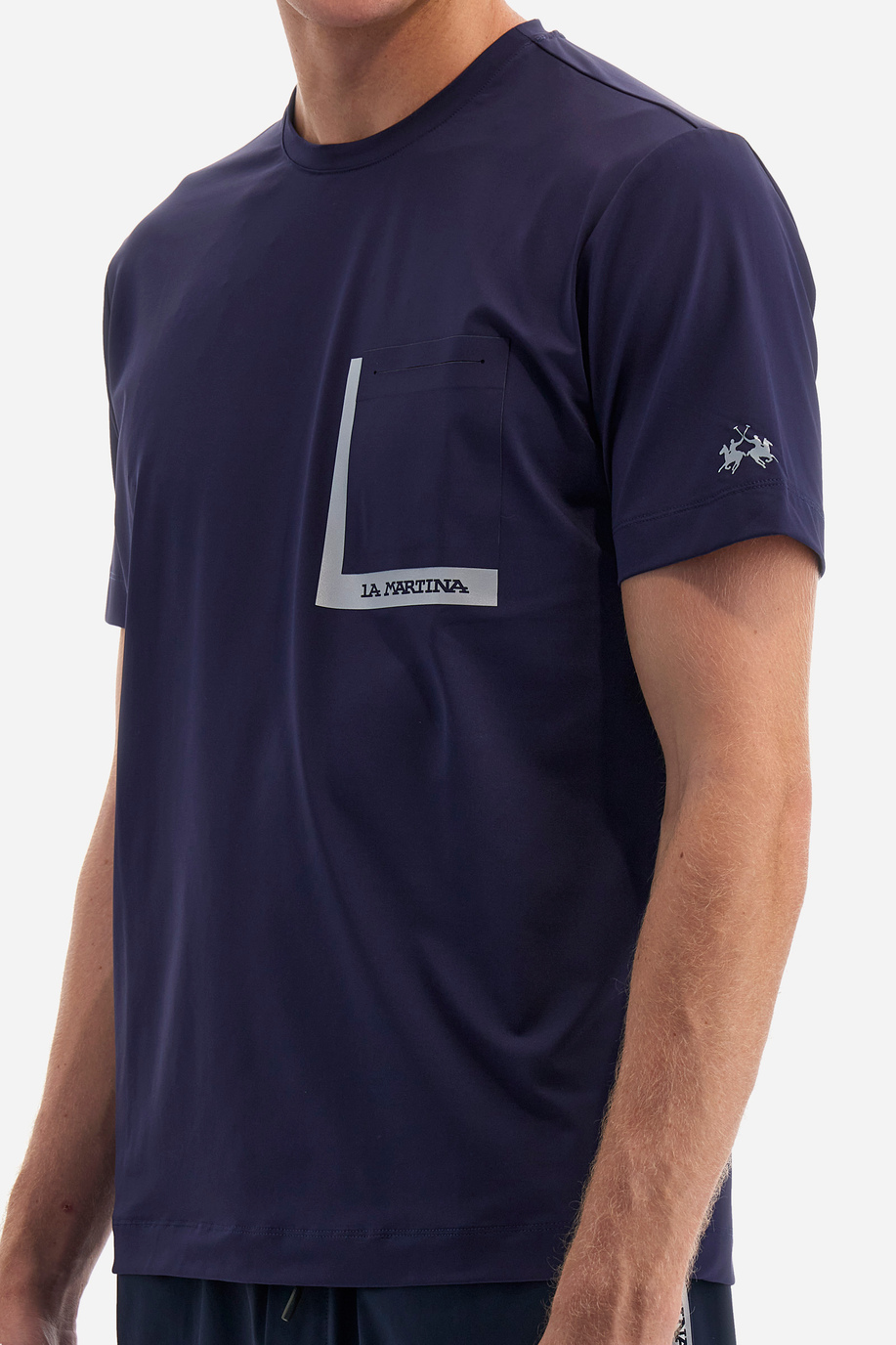 Regular-fit T-shirt in synthetic fabric - Ynyr - T-Shirts | La Martina - Official Online Shop