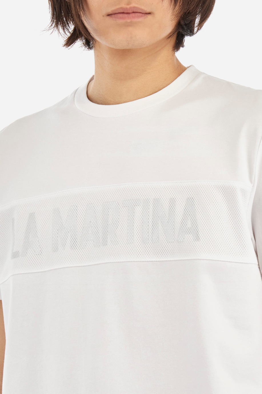 Remera en algodón elastizado de corte recto - Yeshuda - Jet Set | La Martina - Official Online Shop