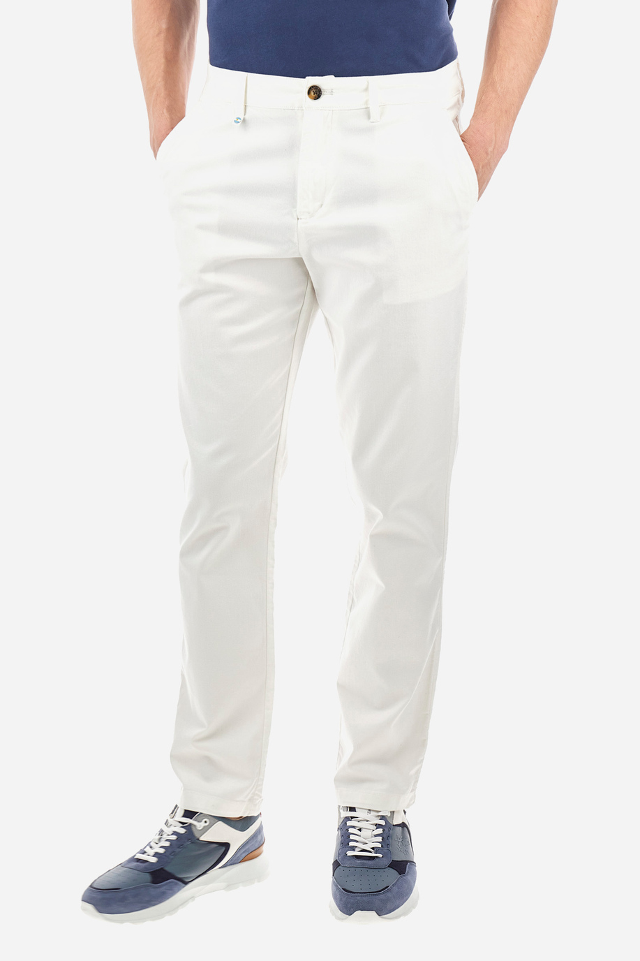 Pantalón chino de algodón elastizado y corte recto - Siard - Pantalones | La Martina - Official Online Shop