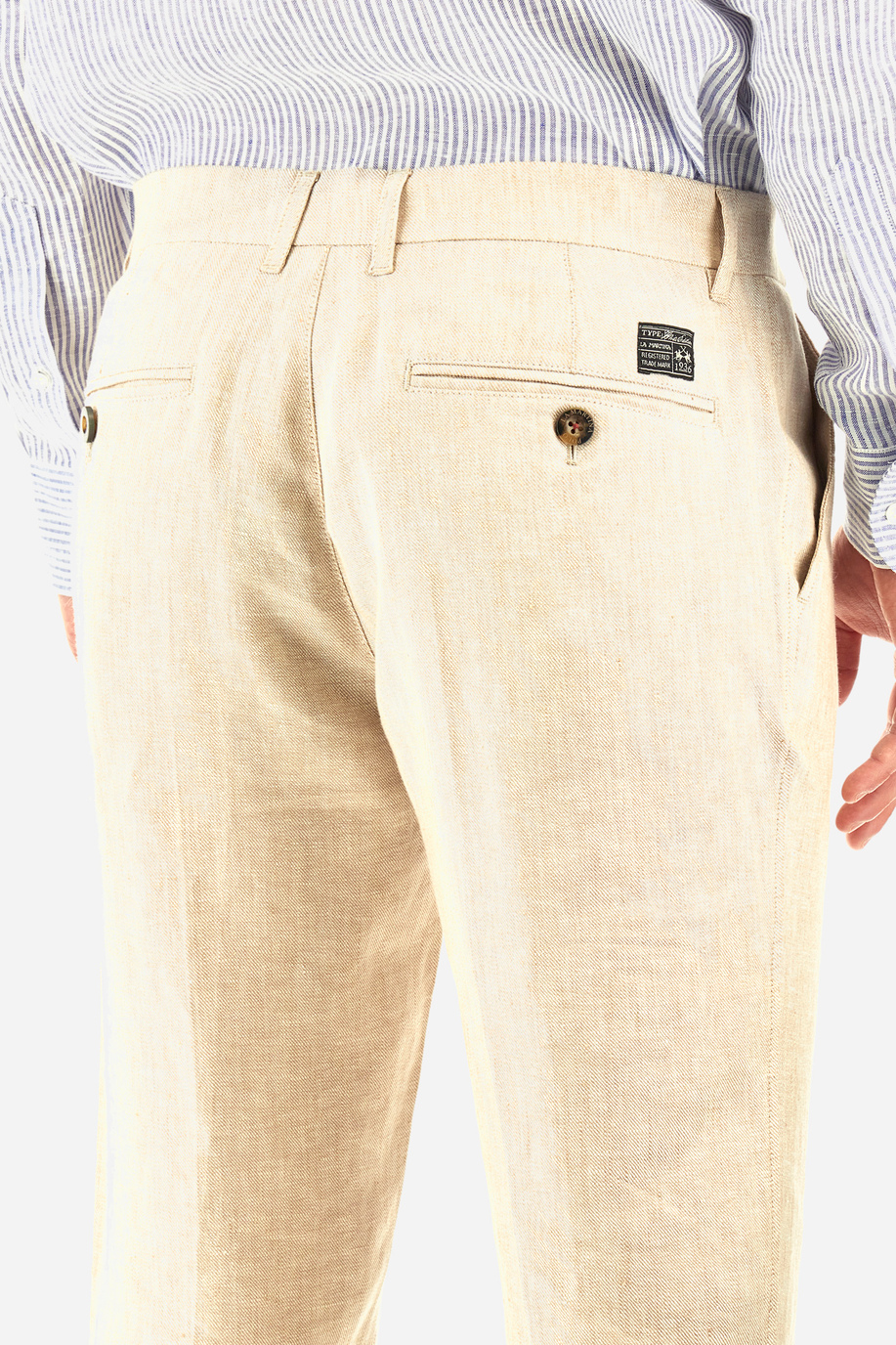Pantalone chino regular fit in lino - Yngraham - Pantaloni | La Martina - Official Online Shop