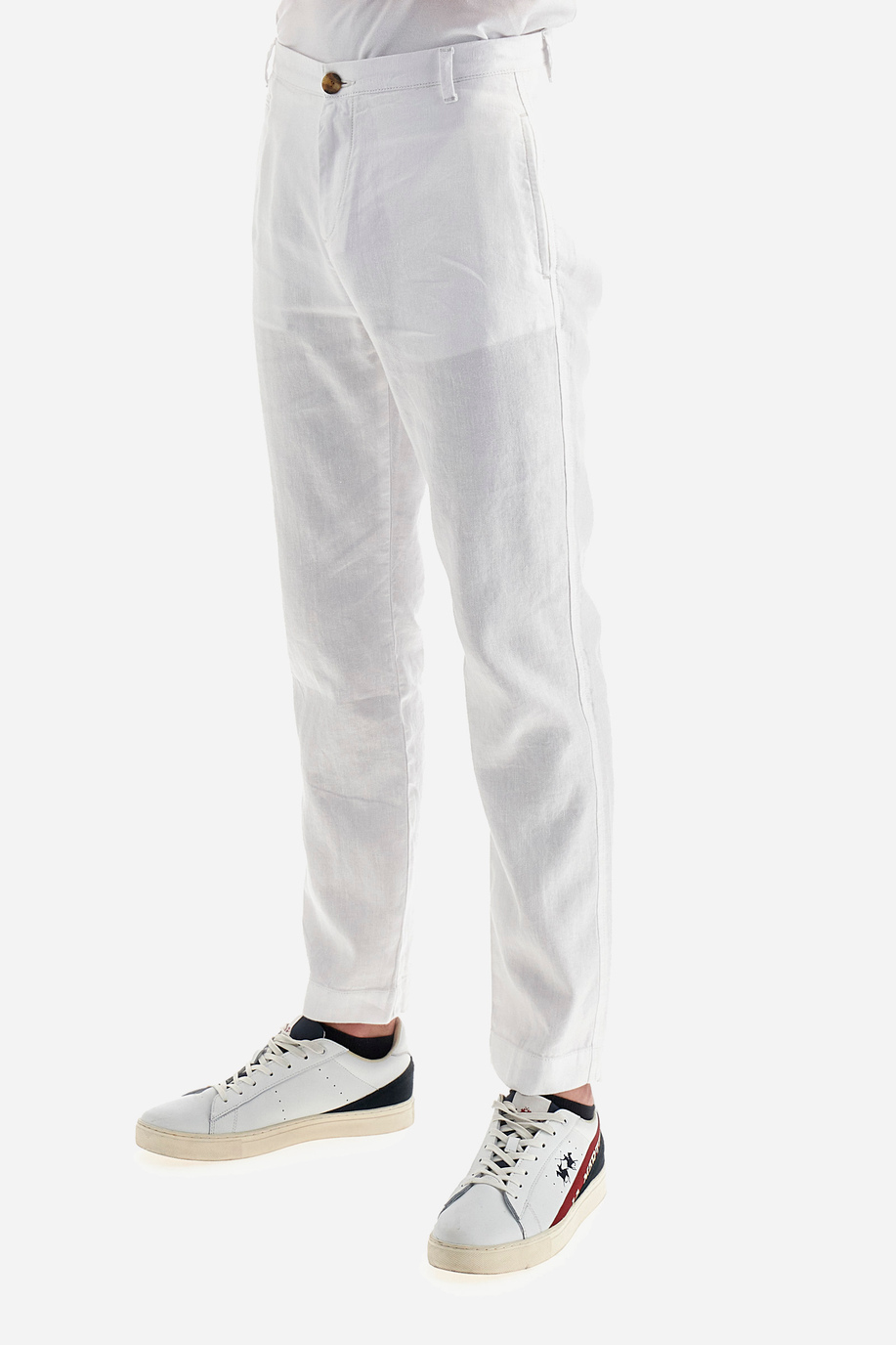 Regular-fit trousers in cotton and linen - Yasuhiko - Trousers | La Martina - Official Online Shop