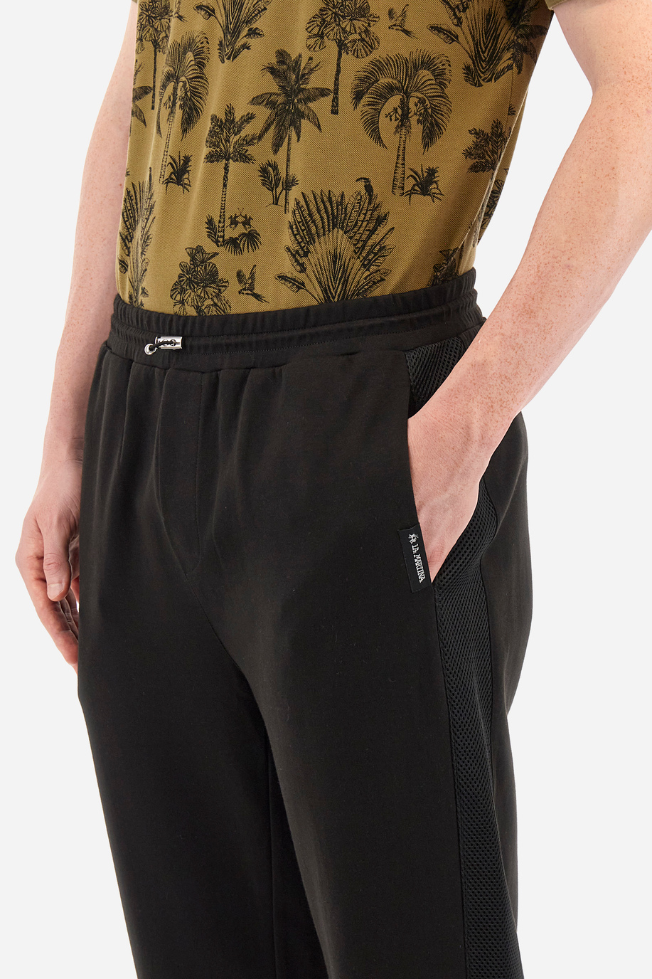 Pantalón jogging en mezcla de algodón de corte recto - Yke - Pantalones | La Martina - Official Online Shop