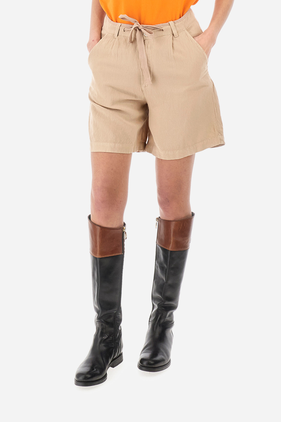 Regular-fit Bermuda shorts in a linen blend - Yasmean | La Martina - Official Online Shop