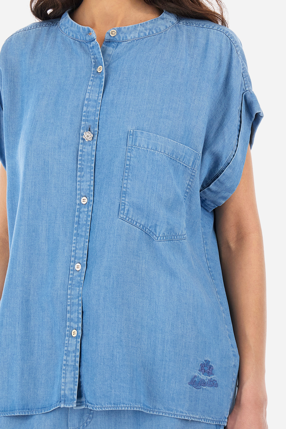 Chemise à manches courtes coupe classique en tissu écologique - Yashwina - Chemises | La Martina - Official Online Shop