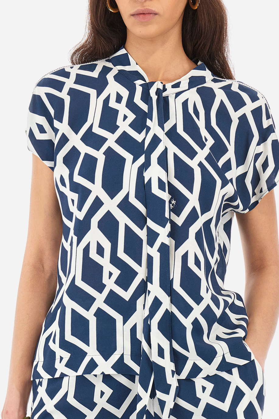 Blusa en tejido sintético de corte recto - Yana - Camisas | La Martina - Official Online Shop