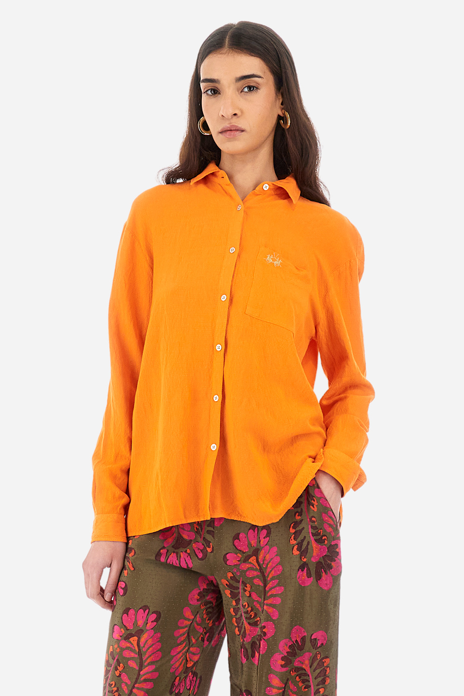 Regular-fit shirt in a linen blend - Yette - Apparel | La Martina - Official Online Shop