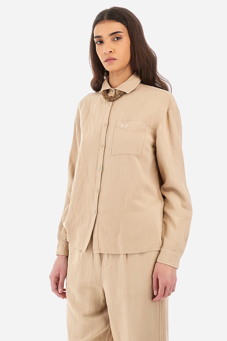Regular-fit shirt in a linen blend - Yette - Women | La Martina - Official Online Shop