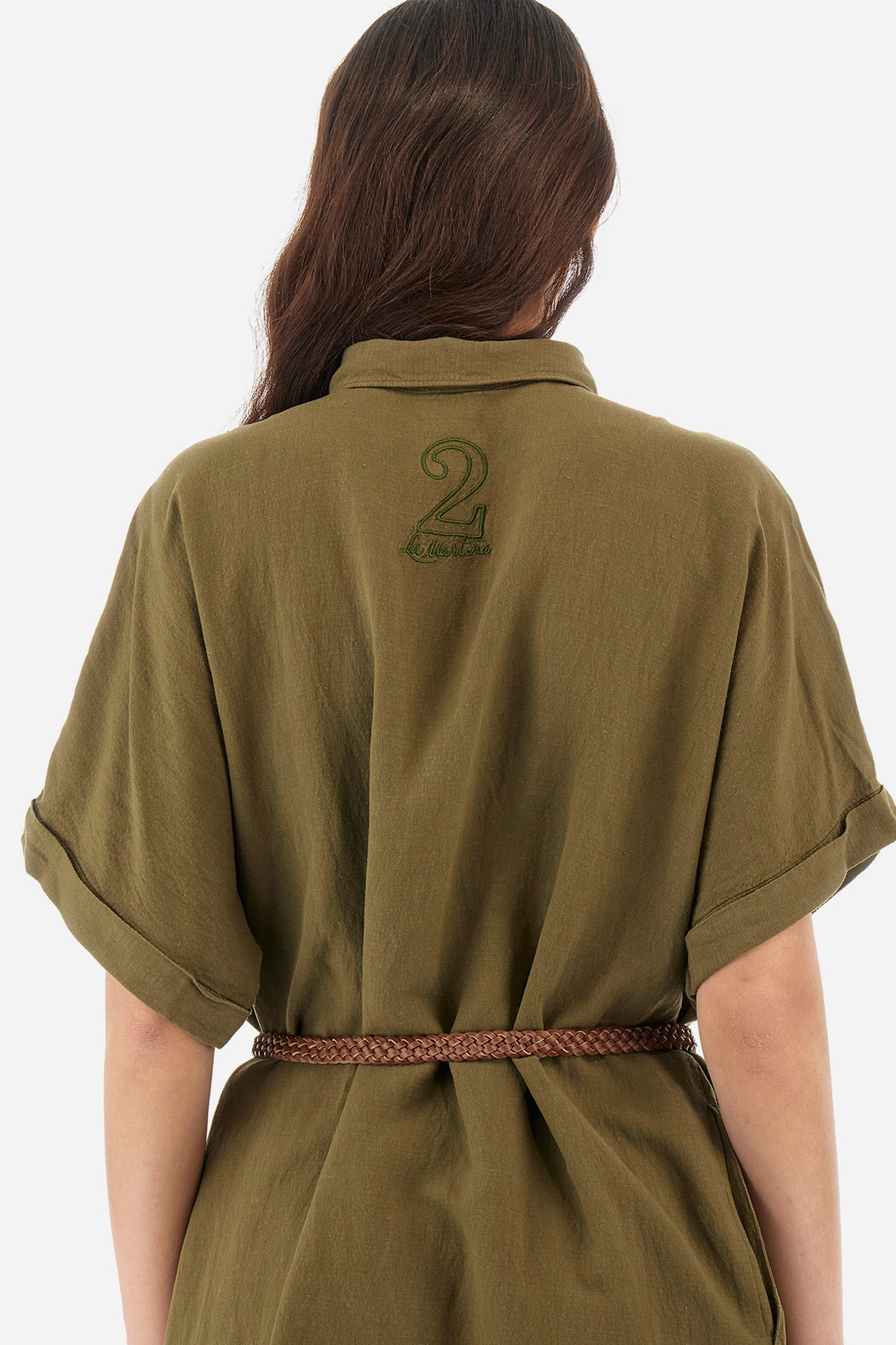 Robe à manches courtes et coupe classique en lin mélangé - Yaryna - Robes | La Martina - Official Online Shop