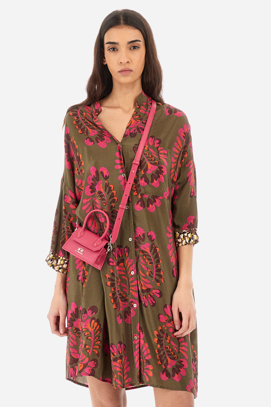 Kleid mit 3/4-Arm aus Synthetikgewebe Regular Fit – Yahaloma - Kleider | La Martina - Official Online Shop