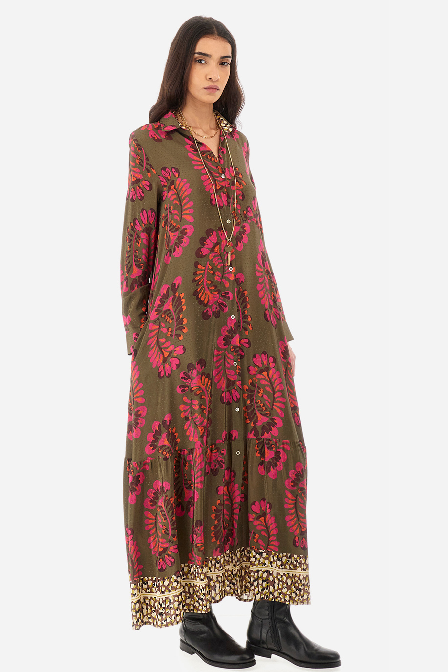 Regular-fit dress in synthetic fabric - Yasmeena - Women | La Martina - Official Online Shop