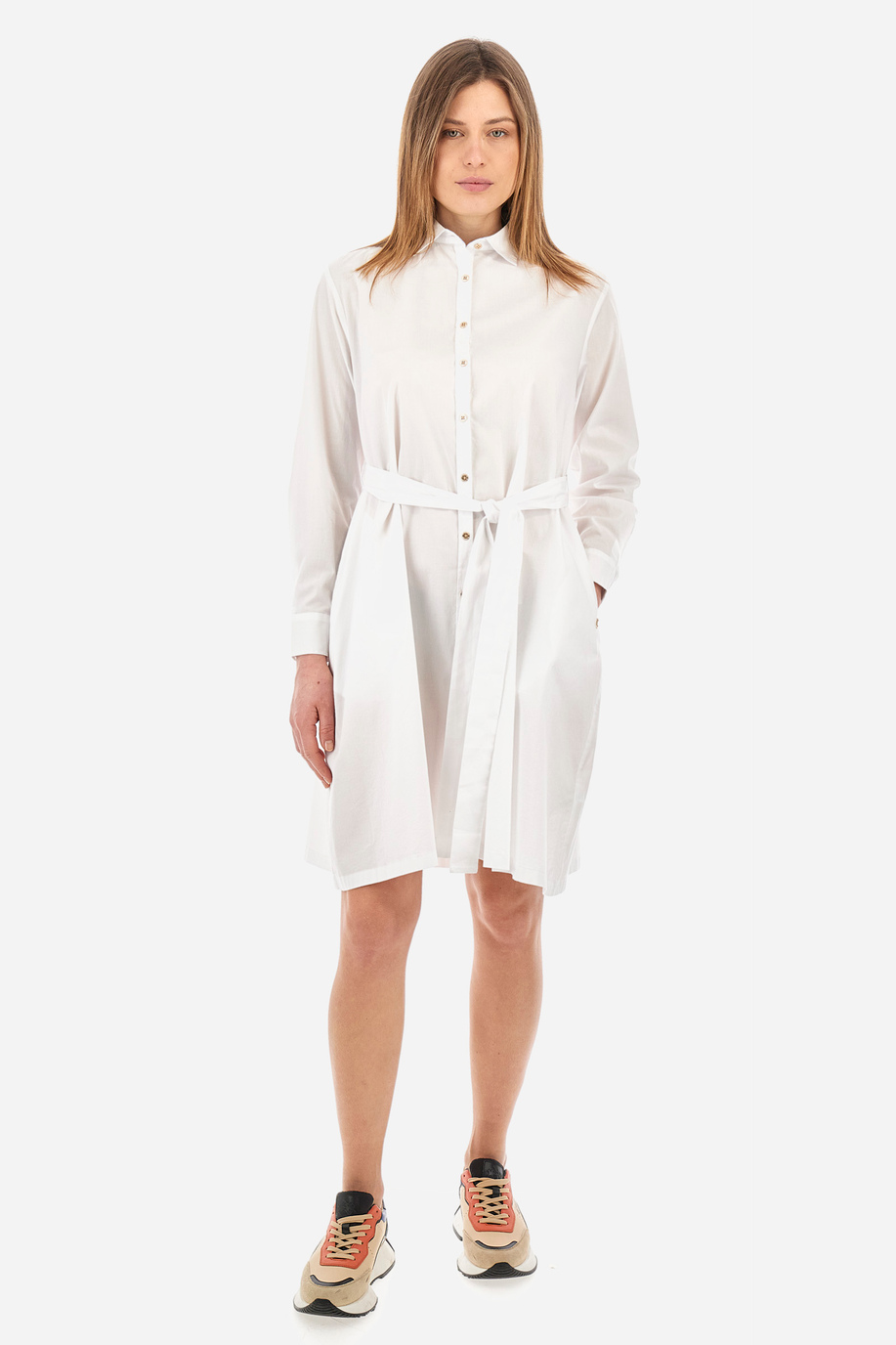 Vestido de corte recto en algodón elastizado - Yaira - Vestidos | La Martina - Official Online Shop