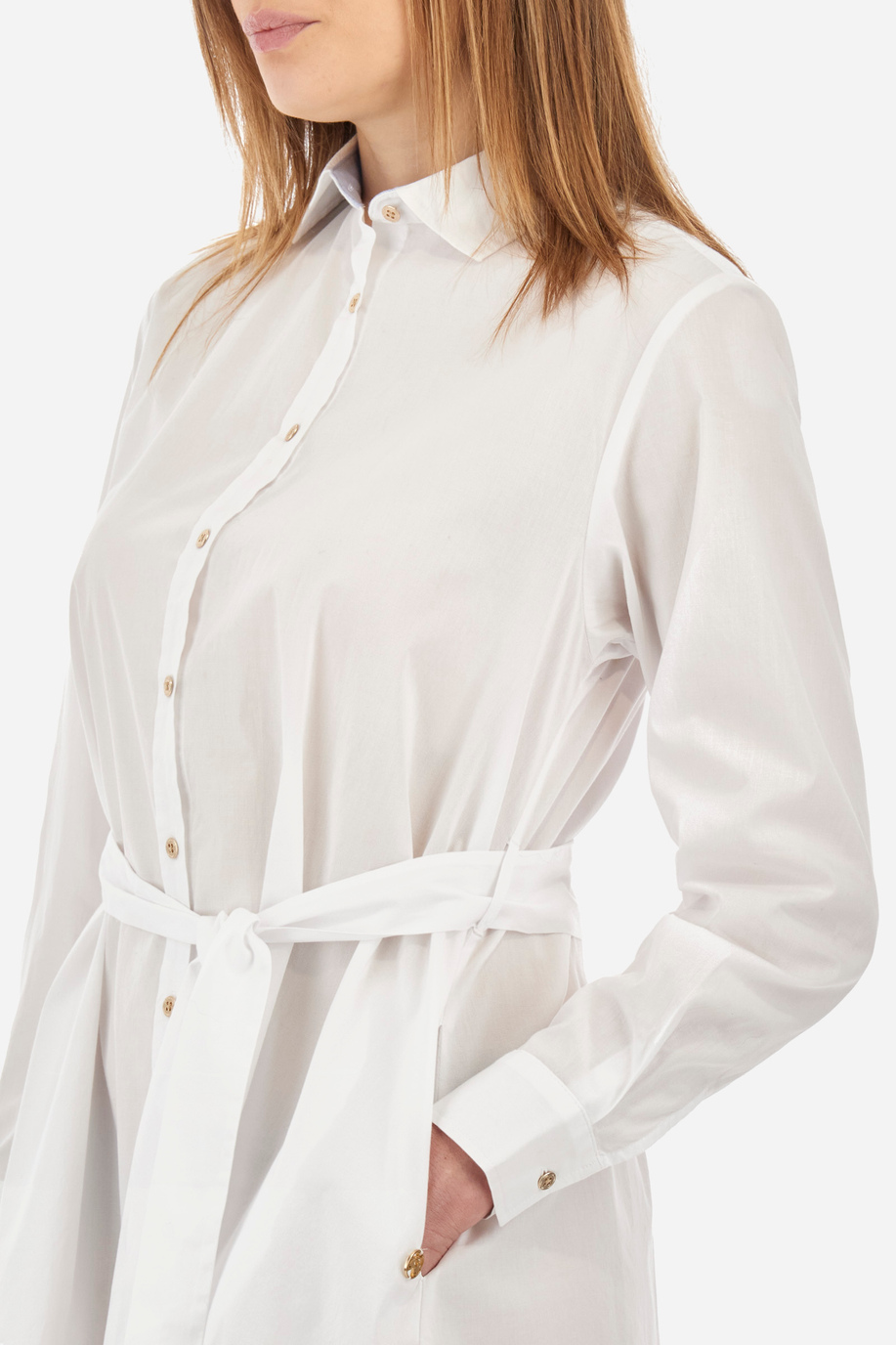 Robe coupe classique en coton stretch - Yaira - Robes | La Martina - Official Online Shop