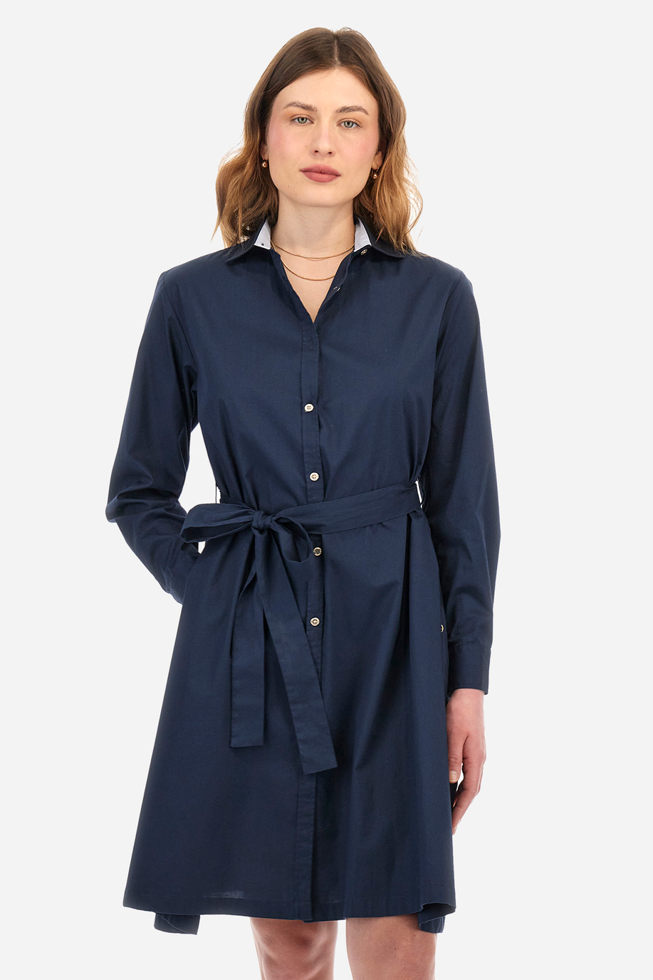 Robe coupe classique en coton stretch - Yaira - Robes | La Martina - Official Online Shop