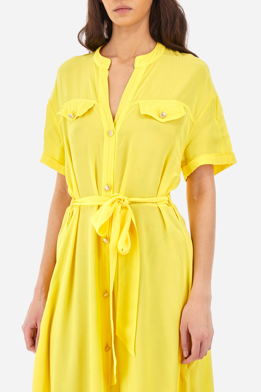 Kurzärmeliges Kleid aus Synthetikgewebe Regular Fit – Yazenia - Kleider | La Martina - Official Online Shop