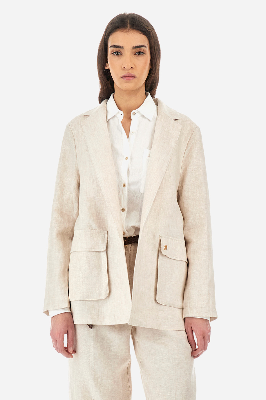 Regular-fit linen blazer - Yolanne - Outerwear | La Martina - Official Online Shop