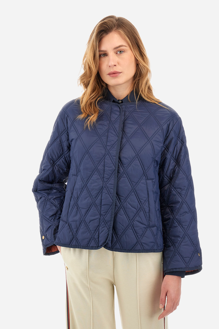 Quilted jacket in synthetic fabric crew neck - Yancie - Women | La Martina - Official Online Shop