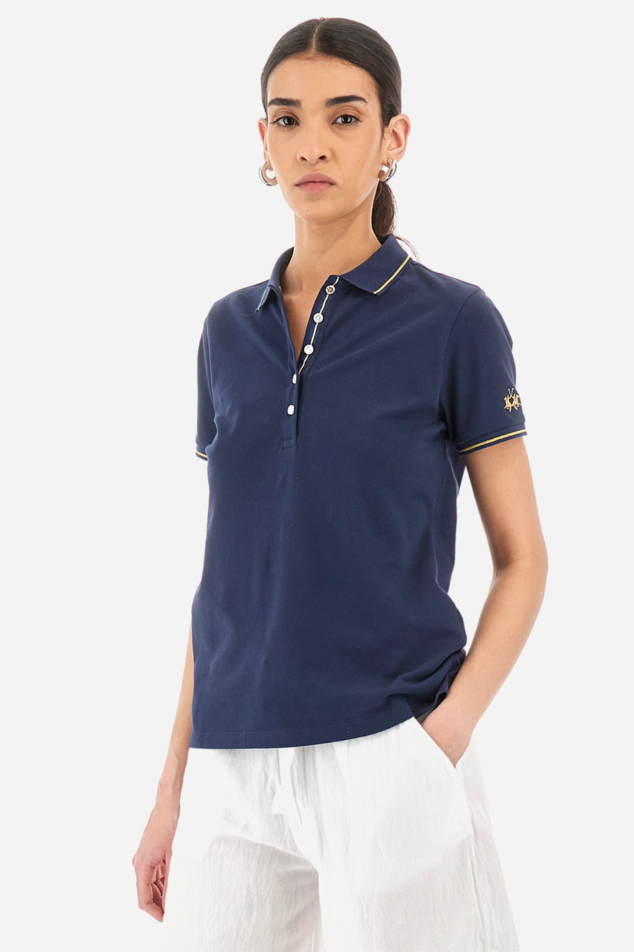 Regular-fit polo shirt in elasticated cotton - Yerina - Essential | La Martina - Official Online Shop