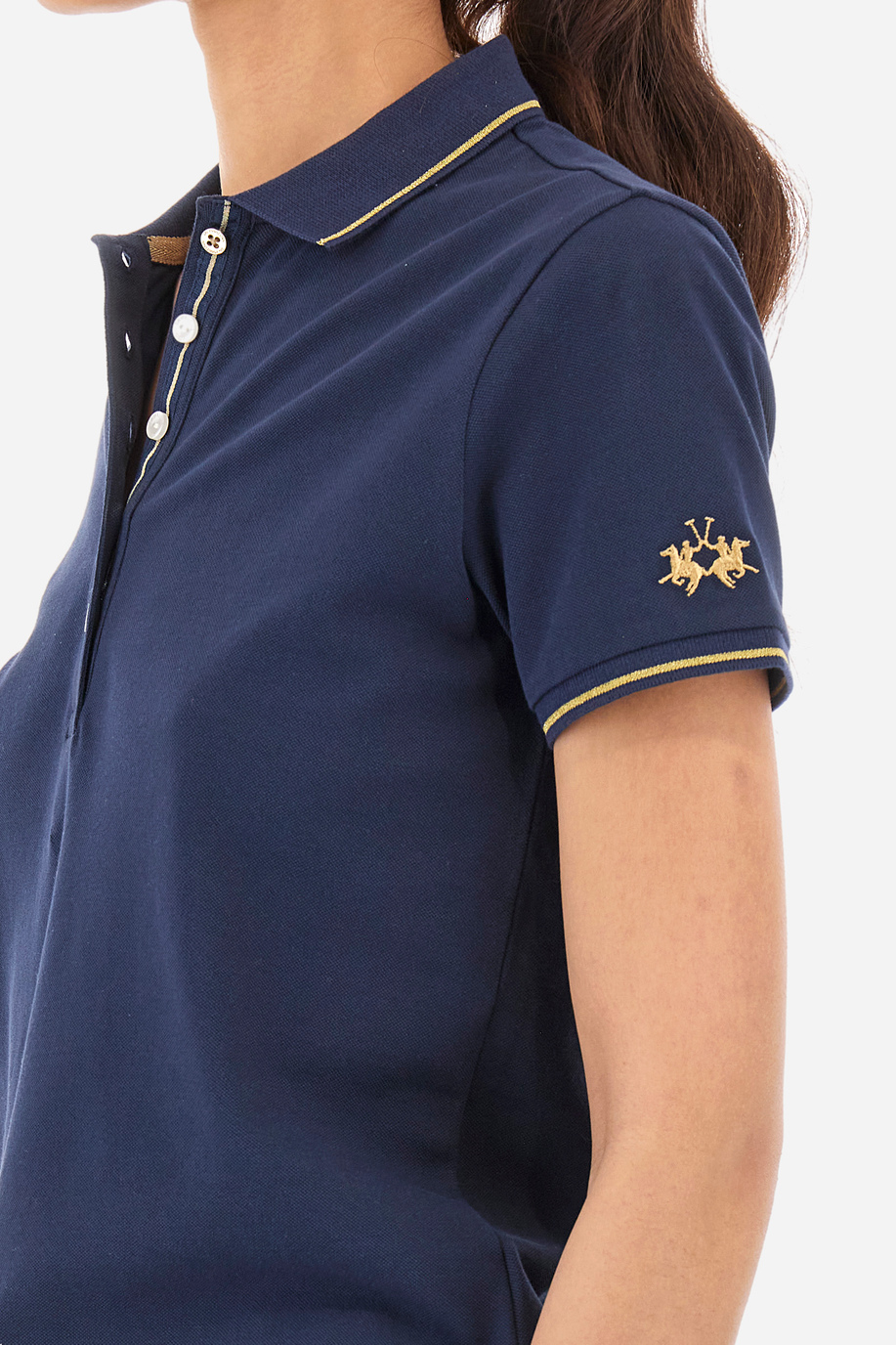 Regular-fit polo shirt in elasticated cotton - Yerina - Polo Shirts | La Martina - Official Online Shop