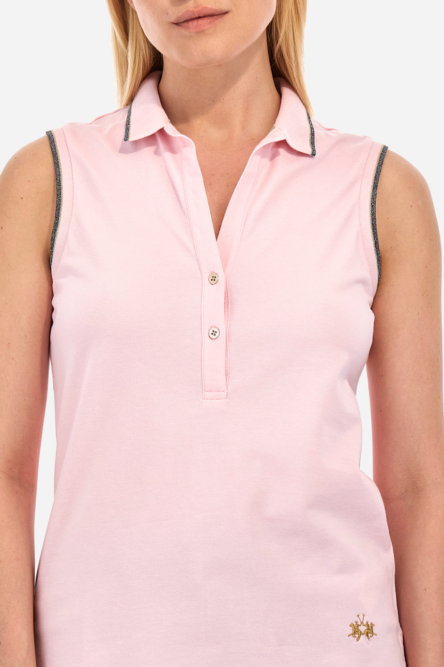 Regular-fit sleeveless polo shirt in elasticated cotton - Yessenia - Polo Shirts | La Martina - Official Online Shop