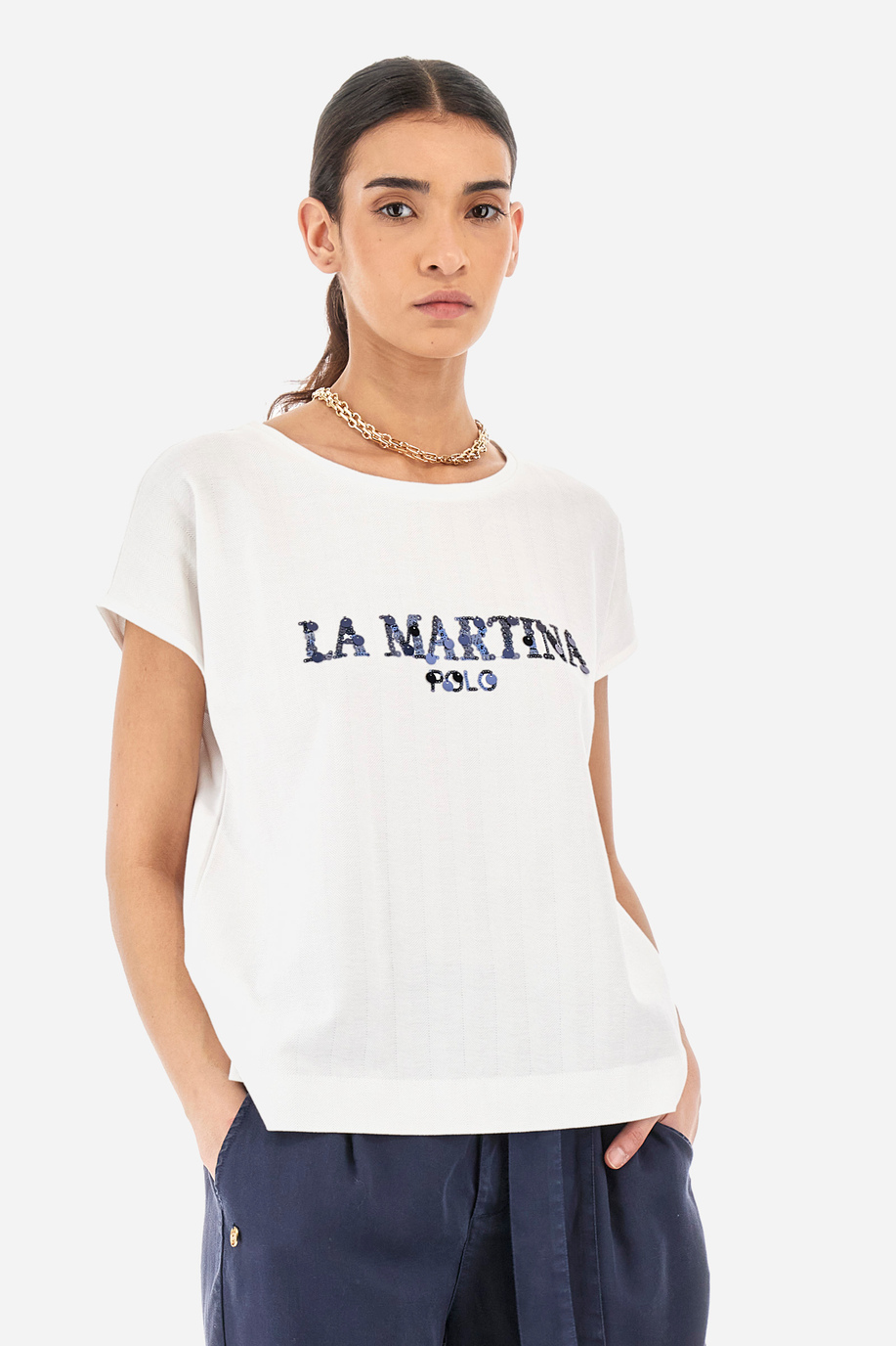 Regular-fit cotton T-shirt - Yennefer - Women | La Martina - Official Online Shop