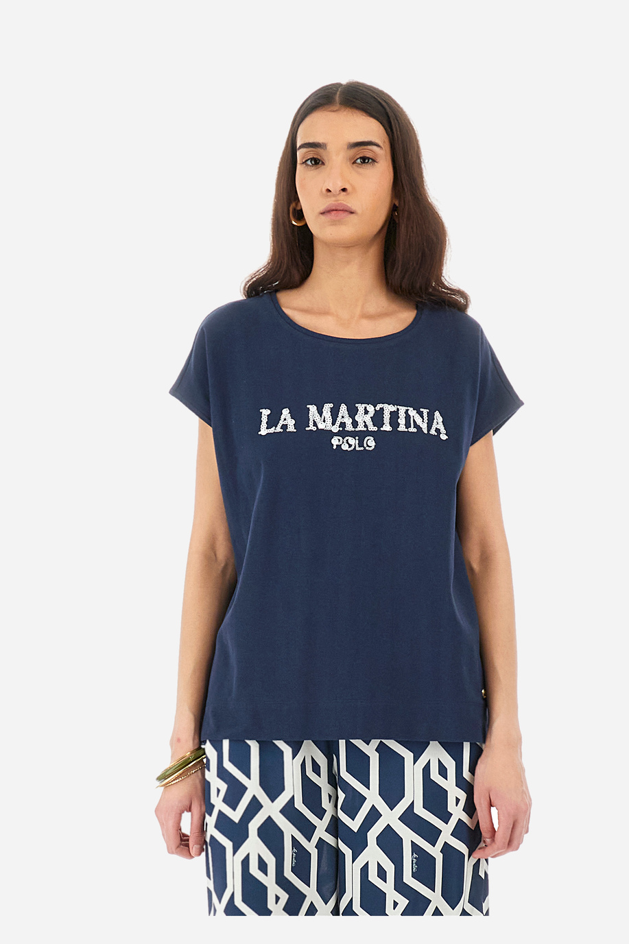 T-shirt regular fit in cotone - Yennefer - Donna | La Martina - Official Online Shop