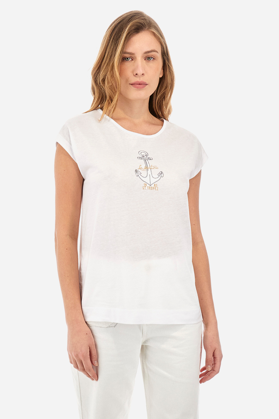 Remera de algodón de corte recto - Yacintha - Camisetas | La Martina - Official Online Shop