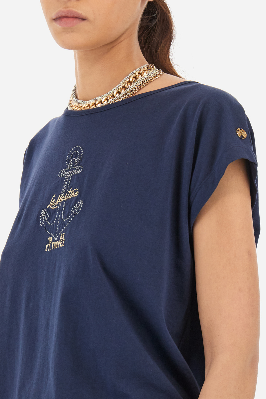 Regular-fit cotton T-shirt - Yacintha - Women | La Martina - Official Online Shop