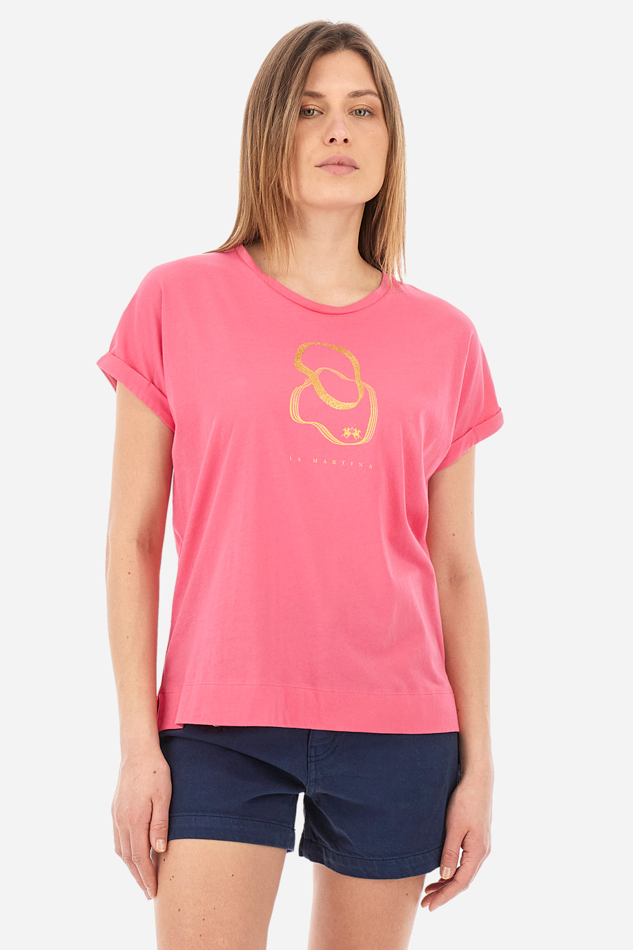 T-shirt coupe classique en coton - Yemina - Nouveaux arrivages Femme | La Martina - Official Online Shop