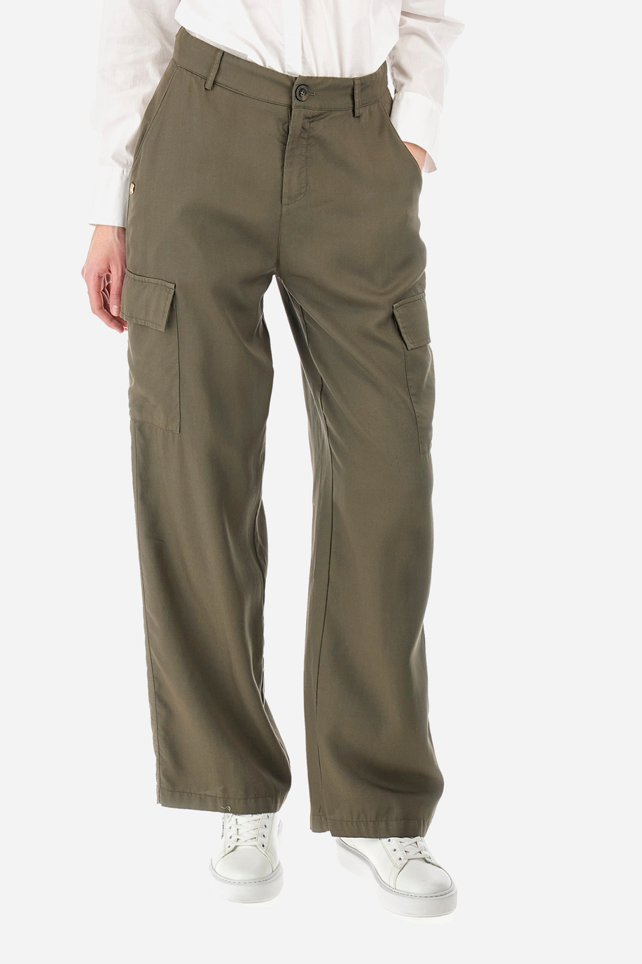 Regular-fit cargo trousers in an eco-friendly fabric - Yasmine - Apparel | La Martina - Official Online Shop