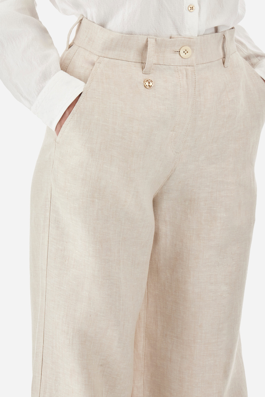 Regular-fit linen palazzo trousers - Yerusha - New Arrivals Women | La Martina - Official Online Shop