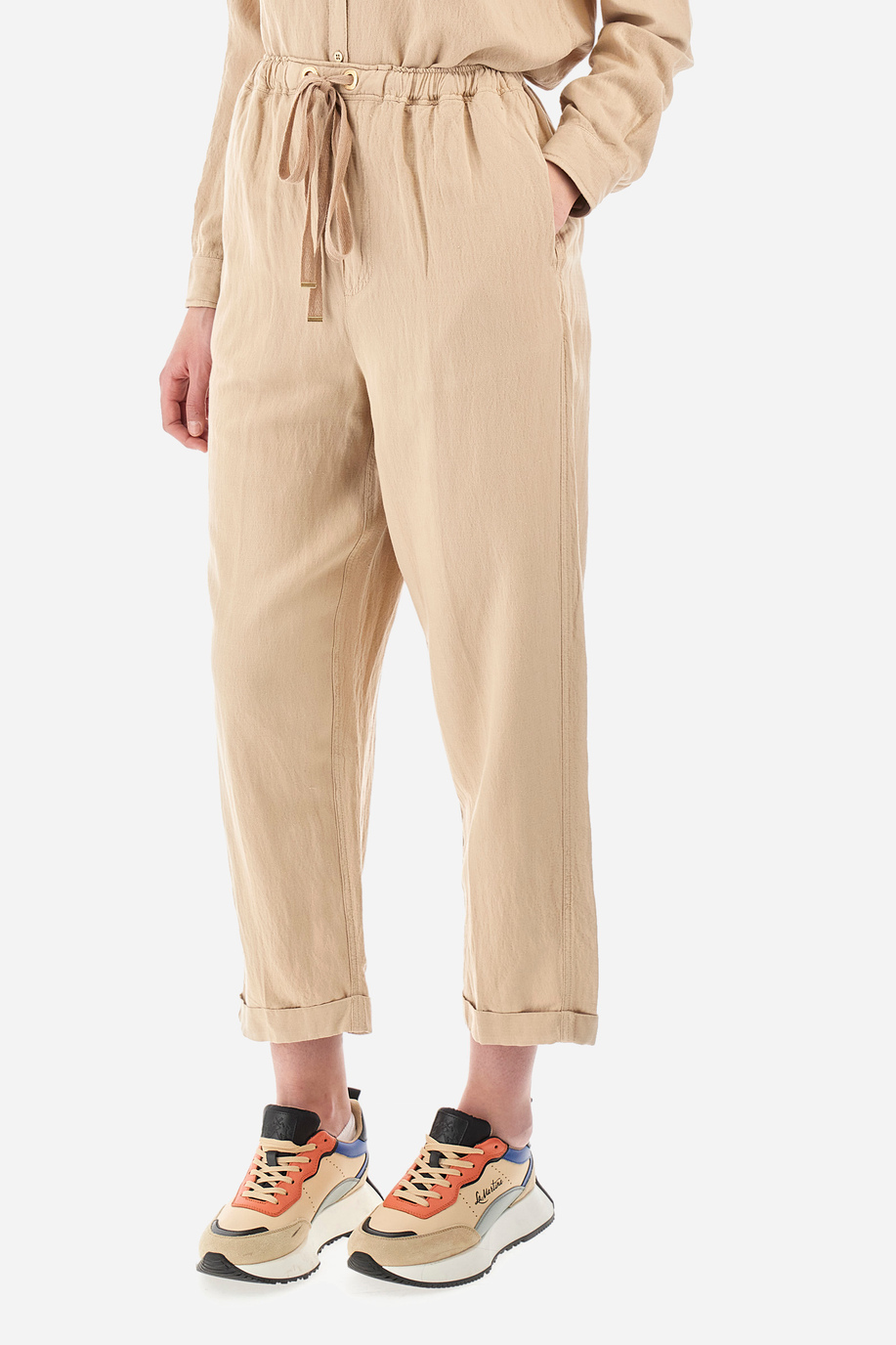 Pantaloni regular fit in misto lino - Yelisabeta - Pantaloni | La Martina - Official Online Shop